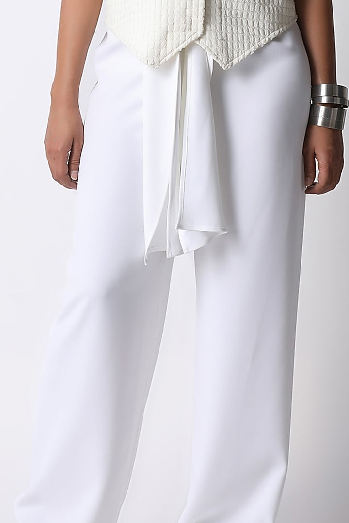White Crepe Pants by 431-88 By Shweta Kapur at Pernia's Pop Up Shop