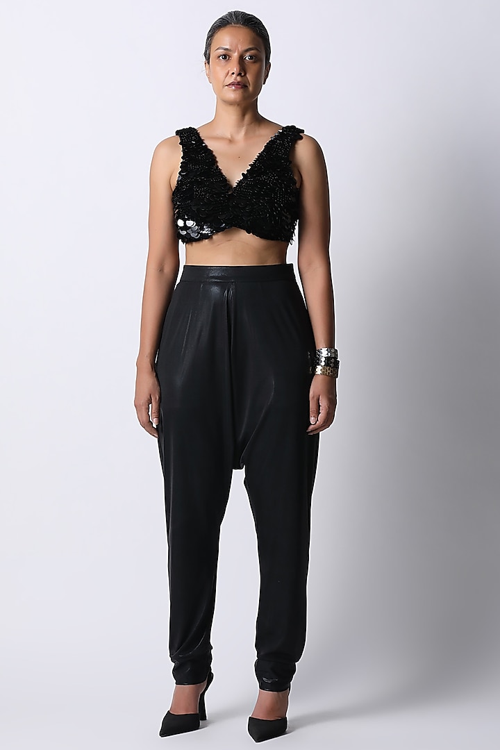 Black Jersey Pants by 431-88 By Shweta Kapur