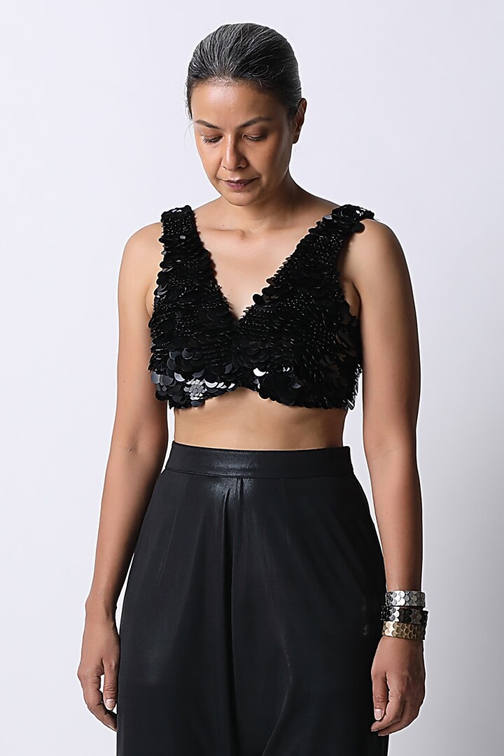 Black Jersey Pants by 431-88 By Shweta Kapur at Pernia's Pop Up Shop