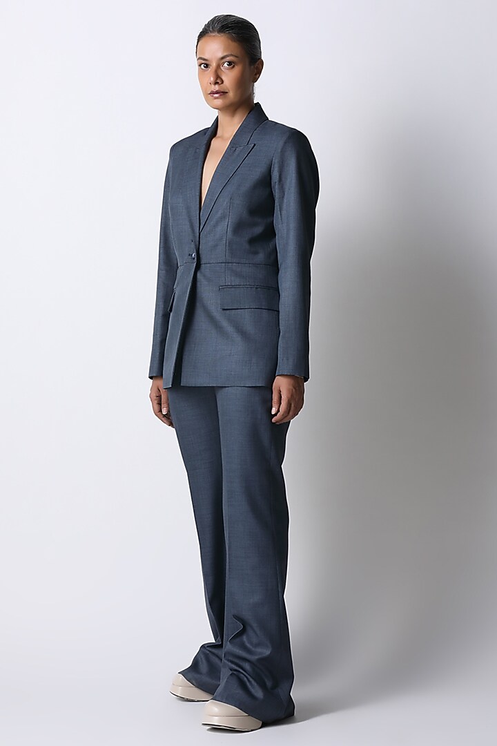Cool Blue Suiting Jumpsuit by 431-88 By Shweta Kapur at Pernia's Pop Up Shop