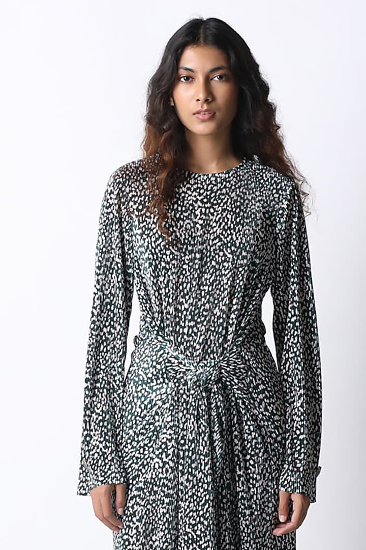 Forest Green Plisse Co-Ord Set by 431-88 By Shweta Kapur at Pernia's Pop Up Shop
