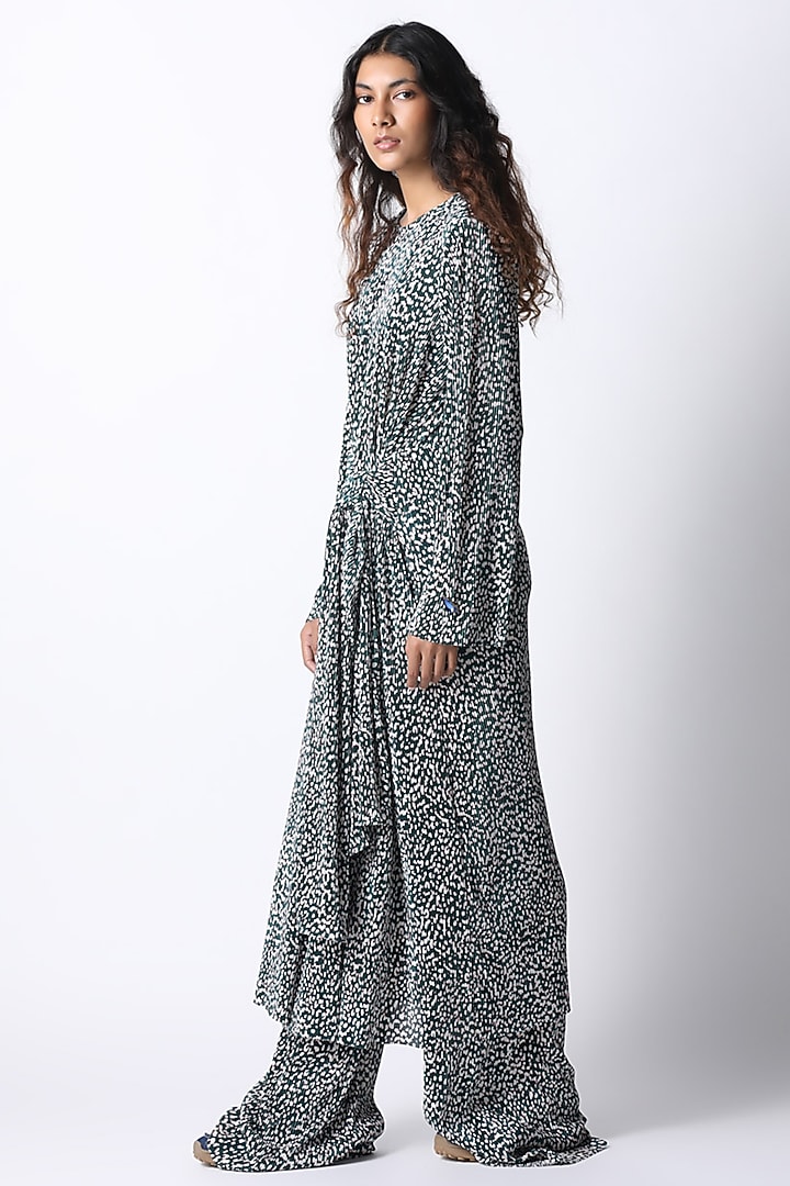 Forest Green Plisse Co-Ord Set by 431-88 By Shweta Kapur at Pernia's Pop Up Shop