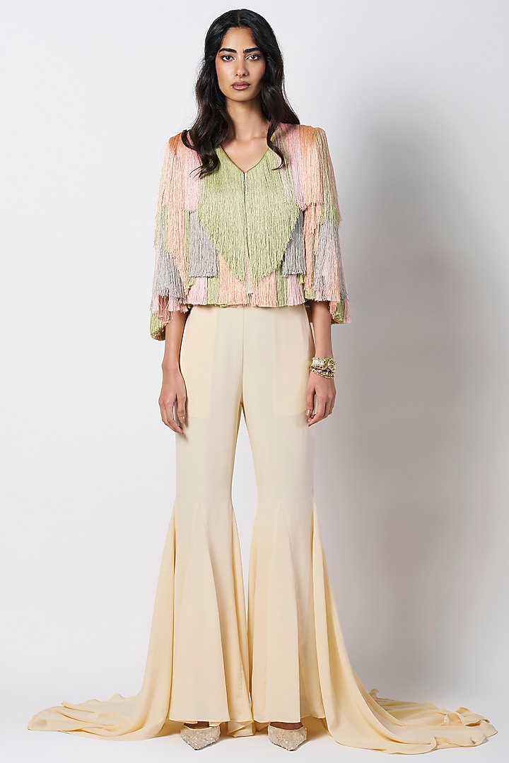 Mint Silk Handcrafted Cape by 431-88 By Shweta Kapur at Pernia's Pop Up Shop