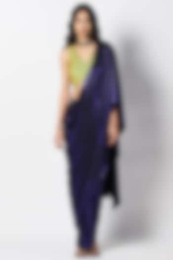 Purple Liquid Jersey Wedding Saree by 431-88 By Shweta Kapur at Pernia's Pop Up Shop