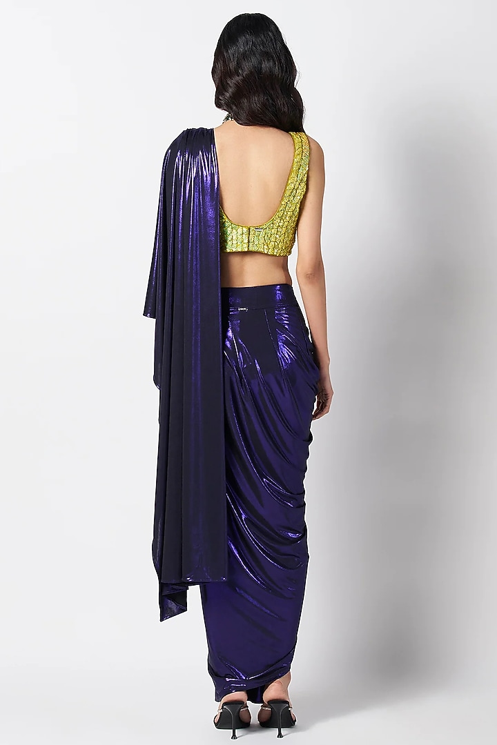 Purple Liquid Jersey Wedding Saree by 431-88 By Shweta Kapur at Pernia's Pop Up Shop