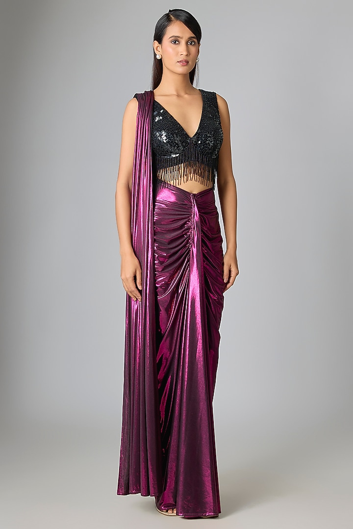 Black Silk Embroidered Blouse by 431-88 By Shweta Kapur at Pernia's Pop Up Shop