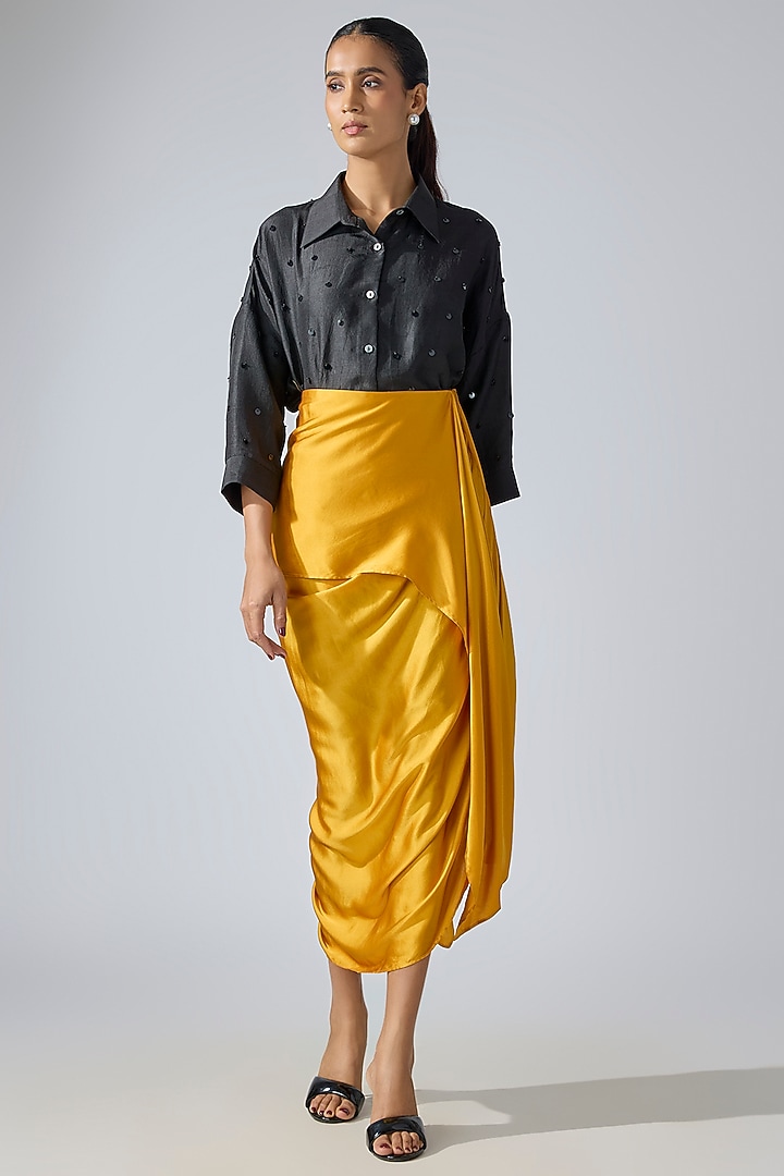 Black Silk Hand Embroidered Shirt by 431-88 By Shweta Kapur at Pernia's Pop Up Shop