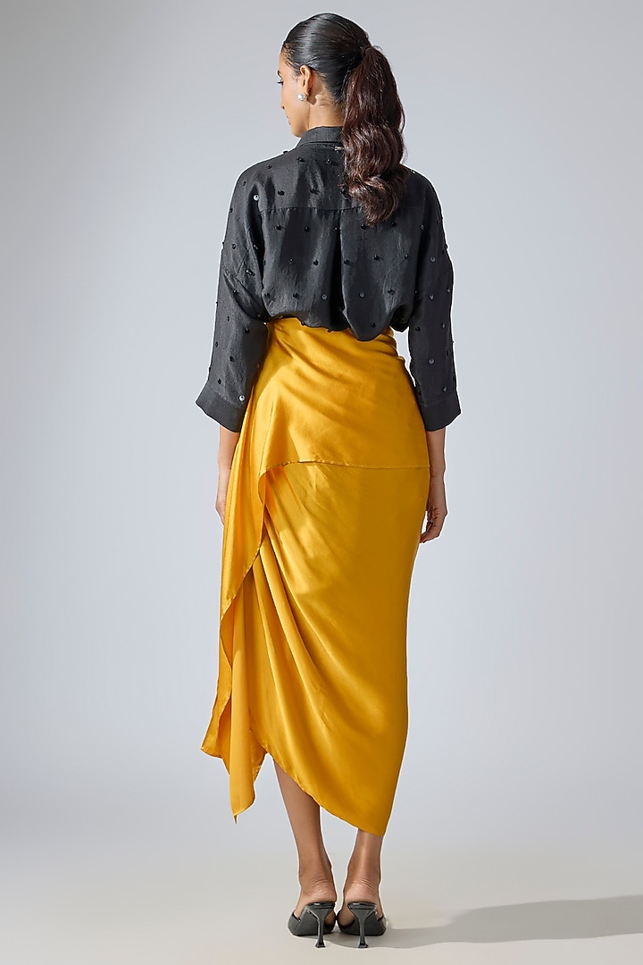 Black Silk Hand Embroidered Shirt by 431-88 By Shweta Kapur at Pernia's Pop Up Shop