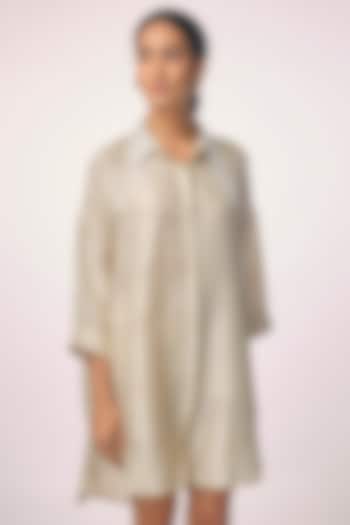 Champagne Silk Embroidered Shirt by 431-88 By Shweta Kapur at Pernia's Pop Up Shop