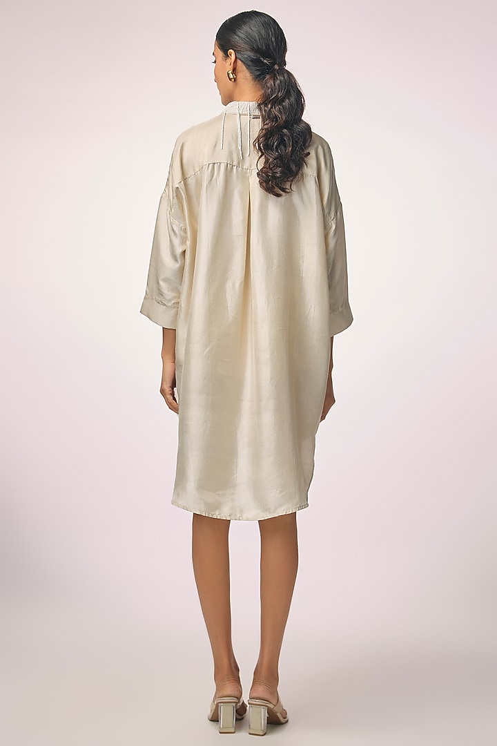 Champagne Silk Embroidered Shirt by 431-88 By Shweta Kapur at Pernia's Pop Up Shop
