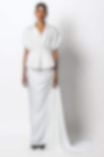 White Silk Embroidered Shirt by 431-88 By Shweta Kapur at Pernia's Pop Up Shop