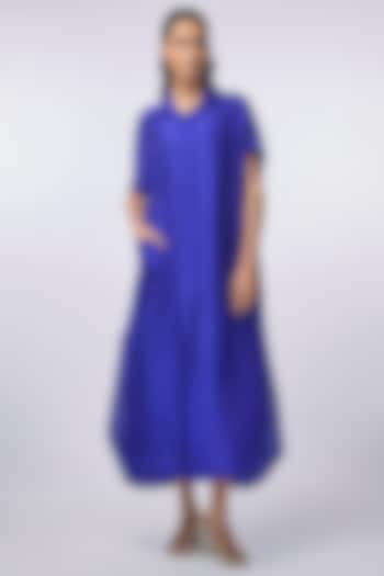 Electric Blue Silk Embellished Tunic by 431-88 By Shweta Kapur at Pernia's Pop Up Shop
