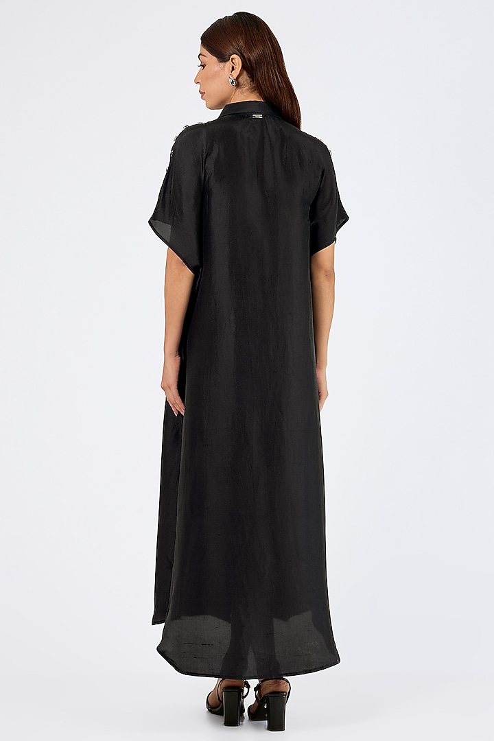 Black Silk Shirt by 431-88 By Shweta Kapur at Pernia's Pop Up Shop