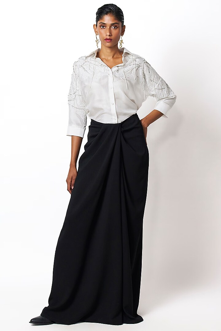 White Silk Shirt by 431-88 By Shweta Kapur at Pernia's Pop Up Shop