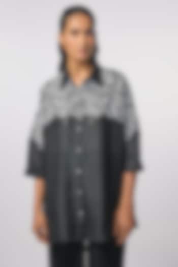 Black Silk Hand Embroidered Shirt by 431-88 By Shweta Kapur at Pernia's Pop Up Shop