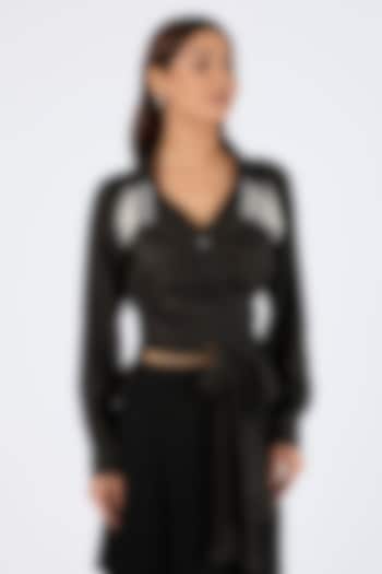 Black Silk Shirt by 431-88 By Shweta Kapur at Pernia's Pop Up Shop