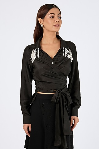 Black Silk Shirt by 431-88 By Shweta Kapur