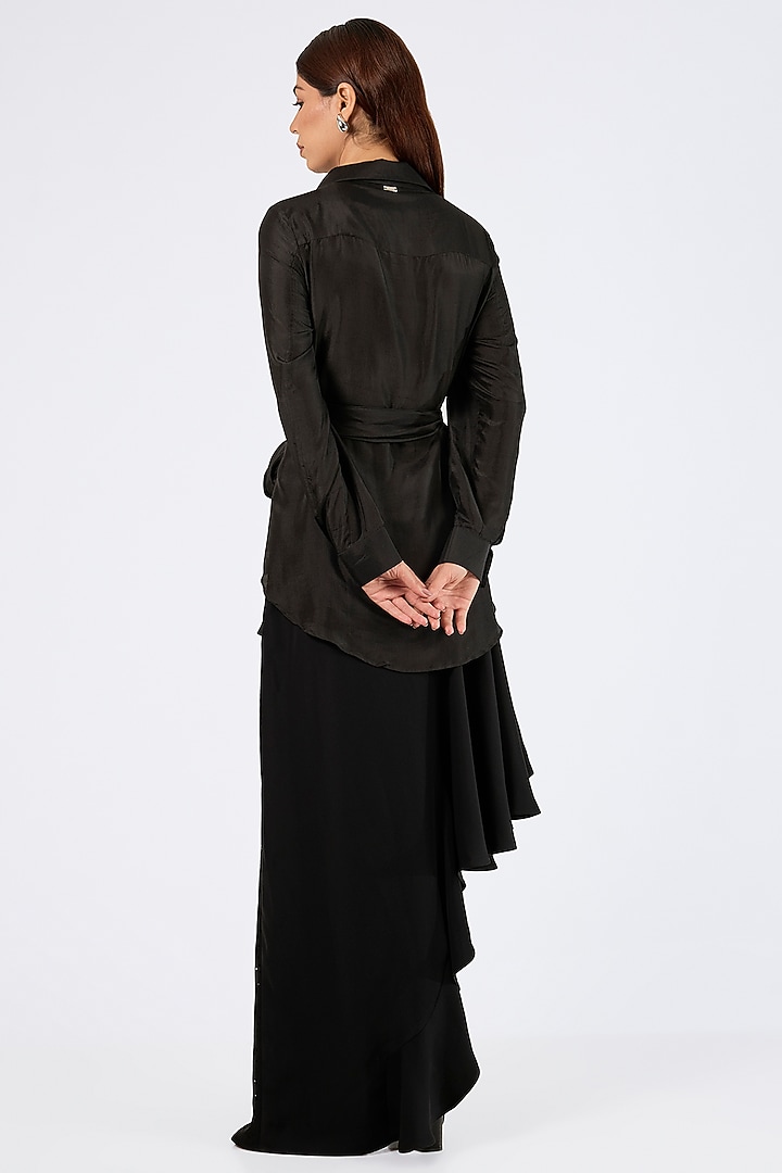 Black Silk Shirt by 431-88 By Shweta Kapur at Pernia's Pop Up Shop