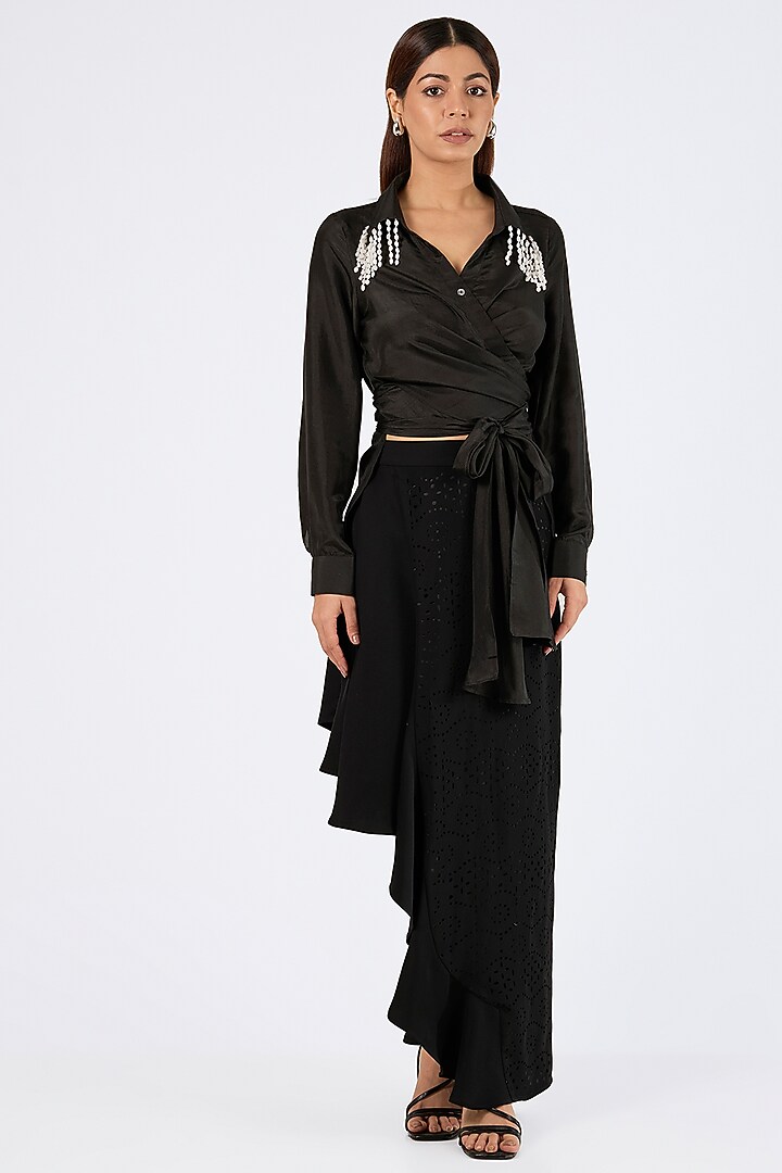 Black Silk Shirt by 431-88 By Shweta Kapur at Pernia's Pop Up Shop