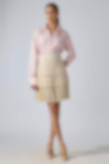 Baby Pink Crinkled Crepe Shirt by 431-88 By Shweta Kapur at Pernia's Pop Up Shop