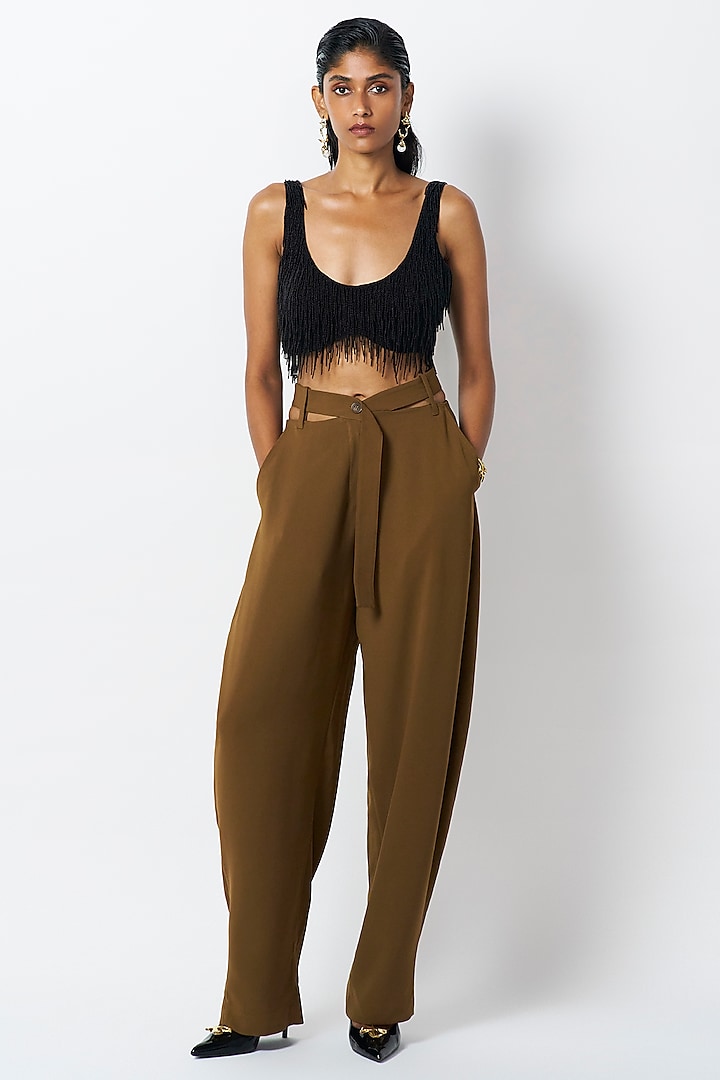 Brown Suiting Pants by 431-88 By Shweta Kapur at Pernia's Pop Up Shop