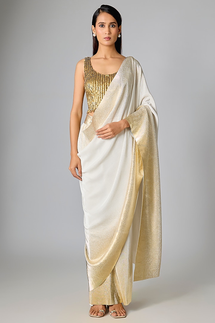 Golden Silk Sequins Embroidered Blouse by 431-88 By Shweta Kapur at Pernia's Pop Up Shop