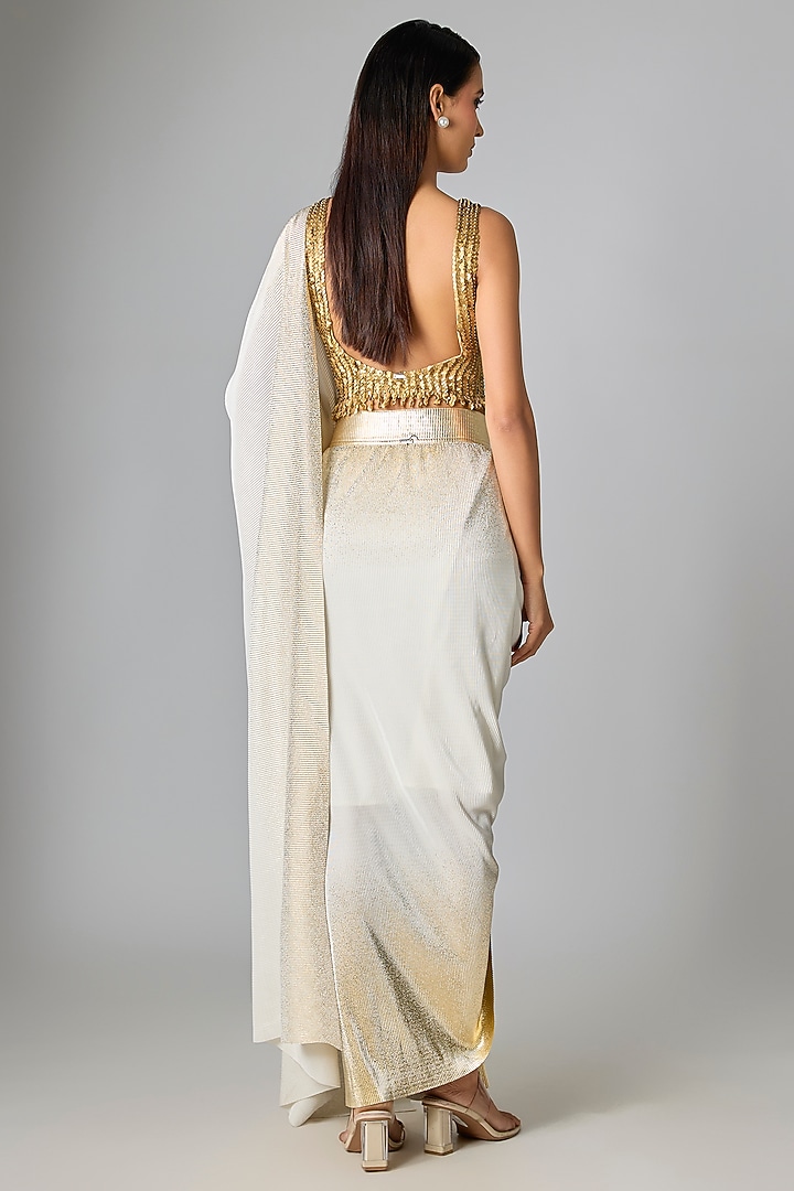 Golden Silk Sequins Embroidered Blouse by 431-88 By Shweta Kapur at Pernia's Pop Up Shop