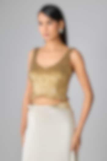 Golden Silk Sequins Embroidered Blouse by 431-88 By Shweta Kapur at Pernia's Pop Up Shop