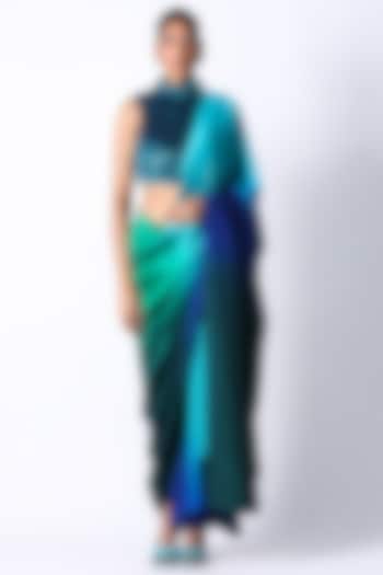 Emerald Green Silk Blouse by 431-88 By Shweta Kapur at Pernia's Pop Up Shop