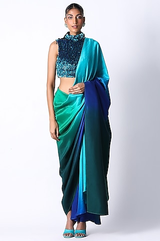Emerald Green Silk Blouse by 431-88 By Shweta Kapur