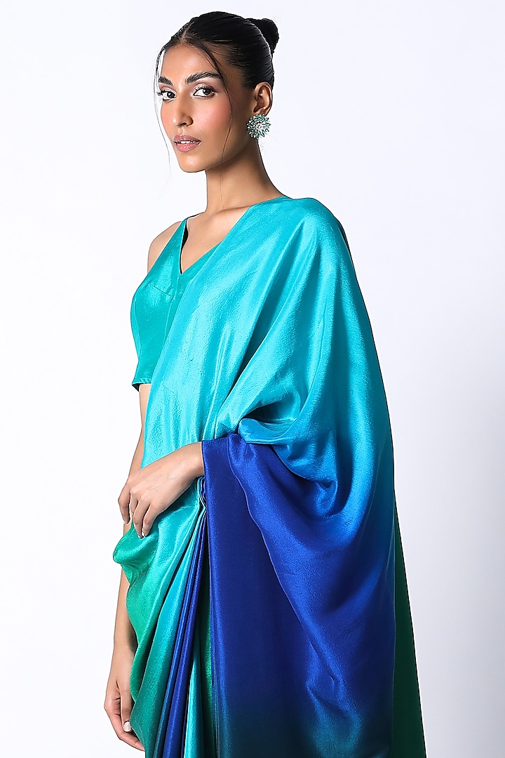 Emerald Green Silk Draped Wedding Saree by 431-88 By Shweta Kapur at Pernia's Pop Up Shop