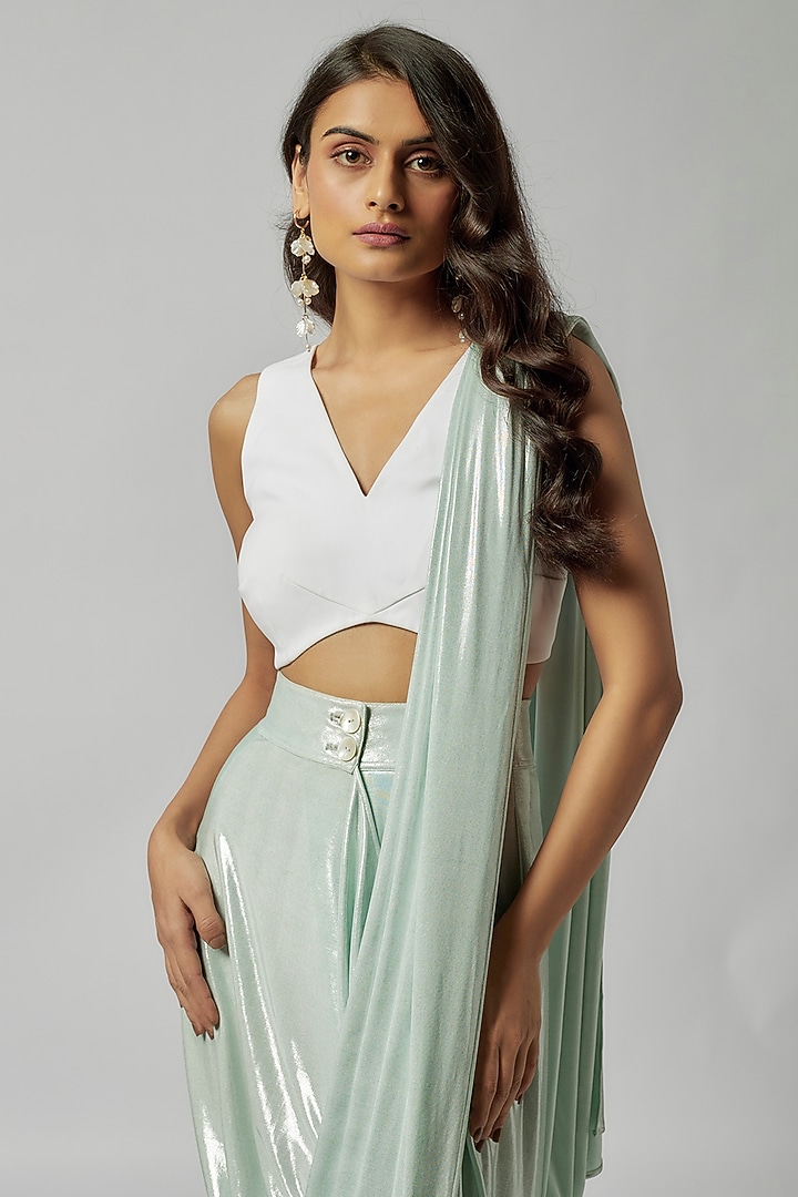 White Japanese Crepe Luna Top by 431-88 By Shweta Kapur at Pernia's Pop Up Shop