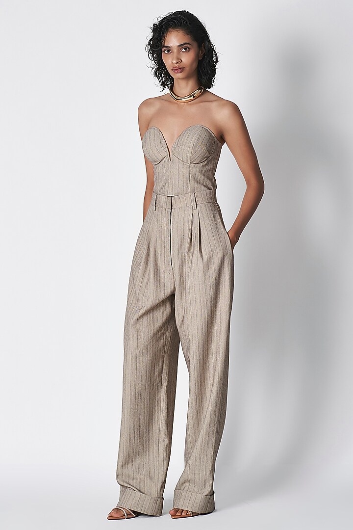 Dull Grey Luxe Suiting Corset Style Top by 431-88 By Shweta Kapur at Pernia's Pop Up Shop