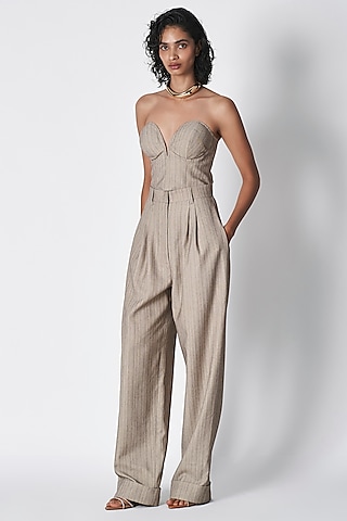 Dull Grey Suiting Tux Baggy Pants by 431-88 By Shweta Kapur