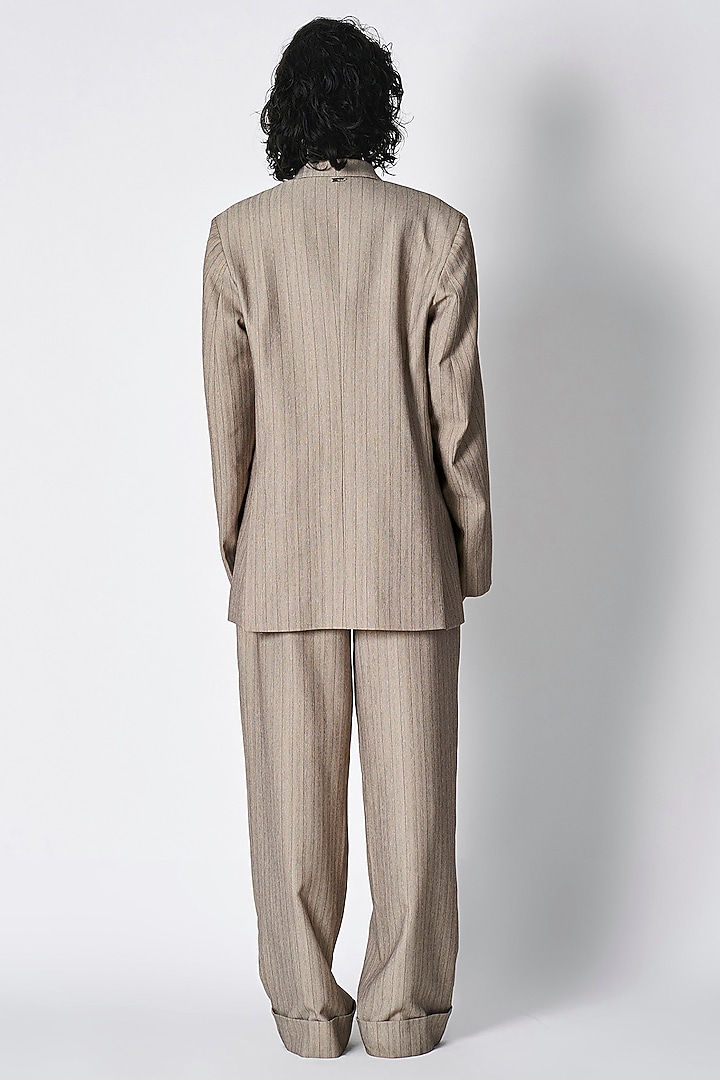 Dull Grey Luxe Suiting Blazer Set by 431-88 By Shweta Kapur at Pernia's Pop Up Shop