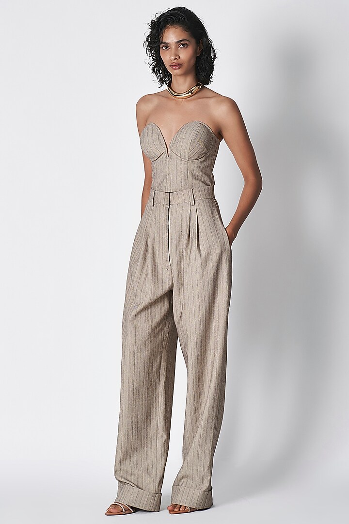 Dull Grey Luxe Suiting Blazer Set by 431-88 By Shweta Kapur at Pernia's Pop Up Shop