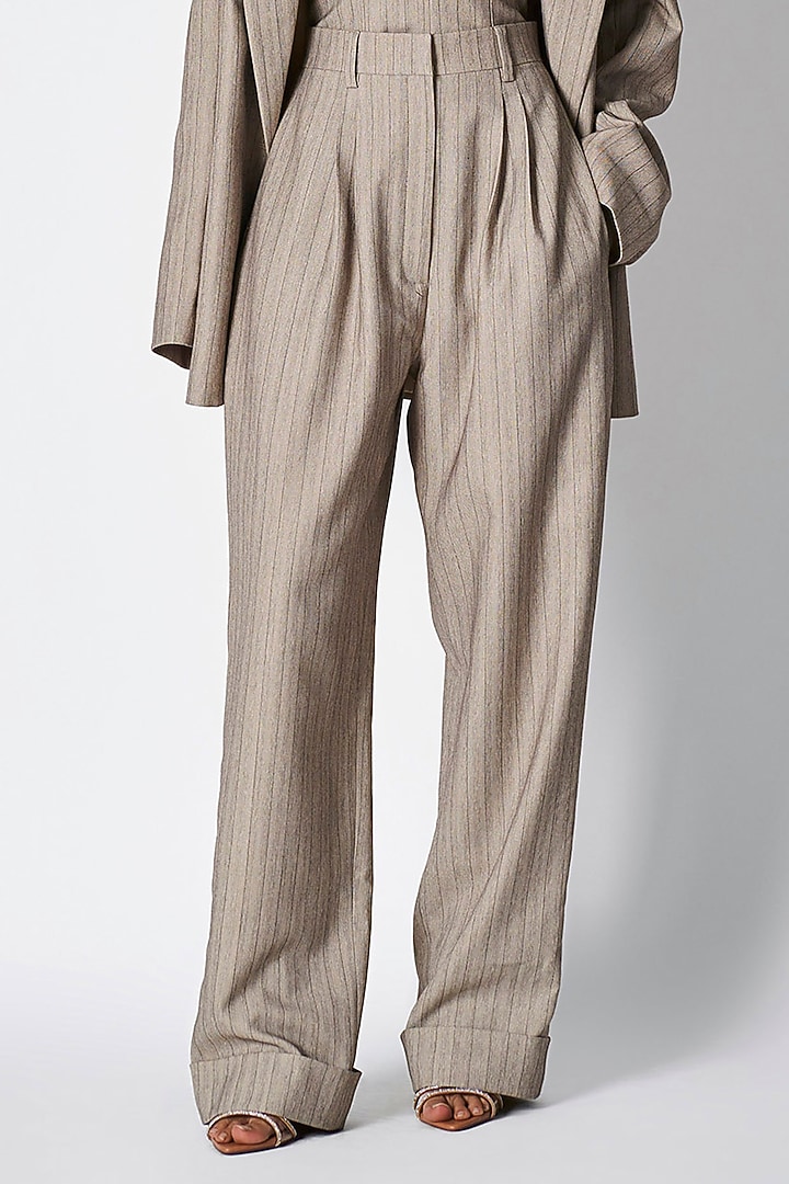 Dull Grey Luxe Suiting Blazer Set by 431-88 By Shweta Kapur at Pernia's Pop Up Shop