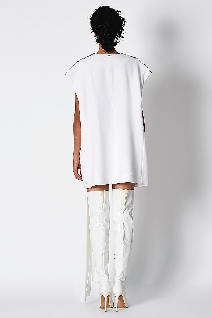 Ivory Metz Crepe Embellished Jacket by 431-88 By Shweta Kapur at Pernia's Pop Up Shop