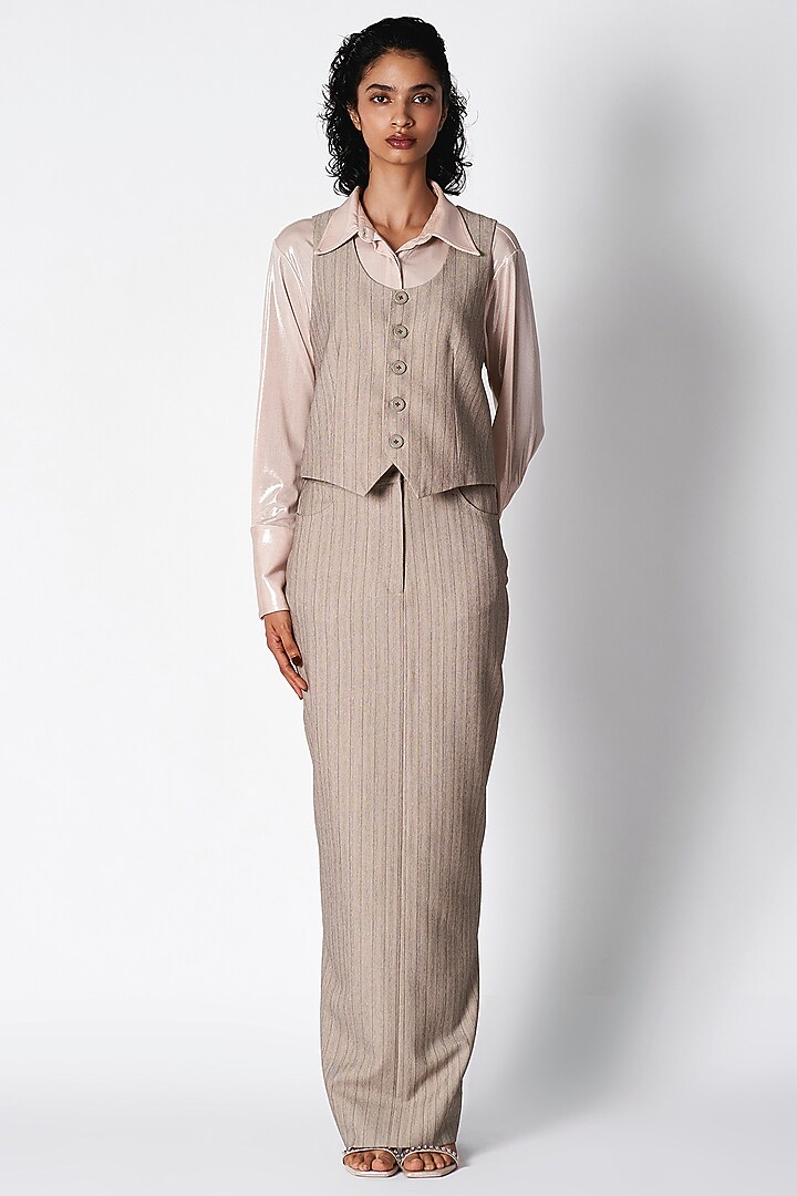 Dull Grey Suiting Waistcoat by 431-88 By Shweta Kapur at Pernia's Pop Up Shop