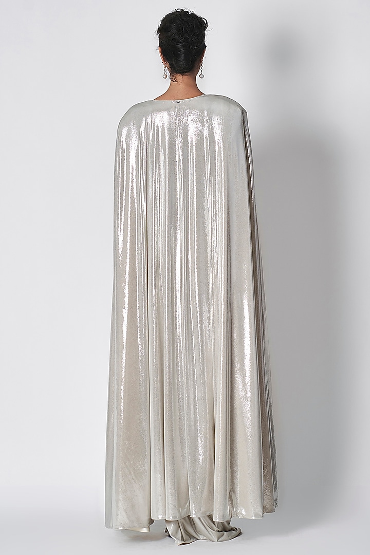 Ecru Liquid Jersey Cape by 431-88 By Shweta Kapur at Pernia's Pop Up Shop