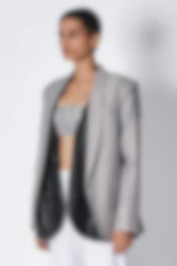 Dull Grey Luxe Suiting Blazer by 431-88 By Shweta Kapur at Pernia's Pop Up Shop