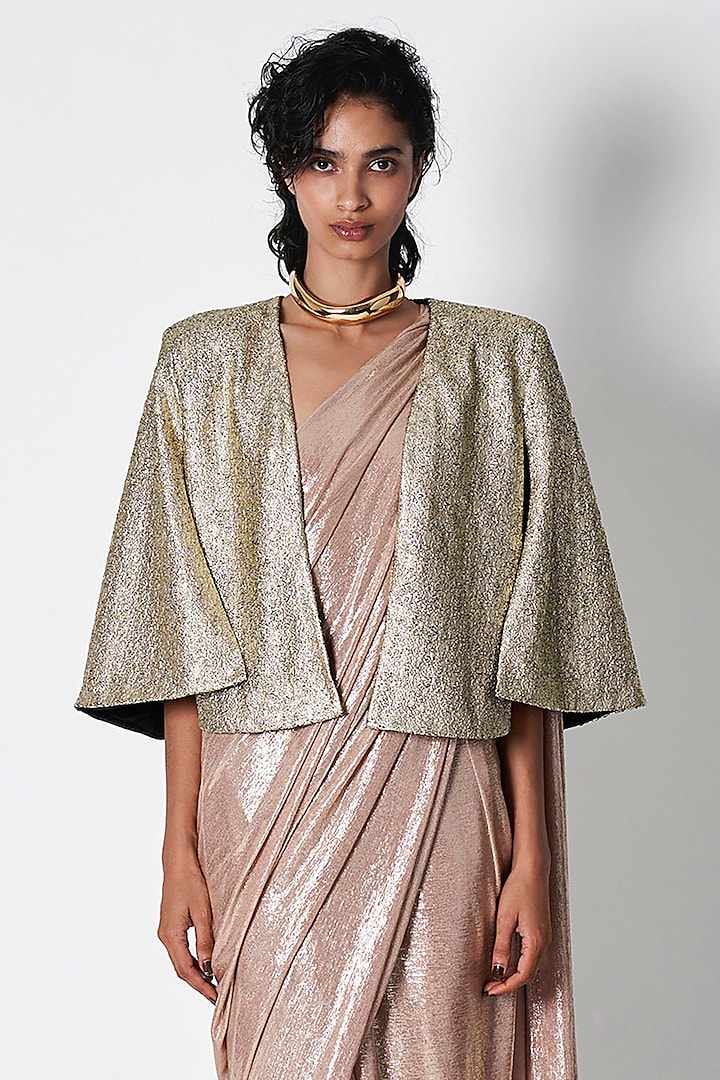 Copper Pebble Jersey Cape by 431-88 By Shweta Kapur at Pernia's Pop Up Shop