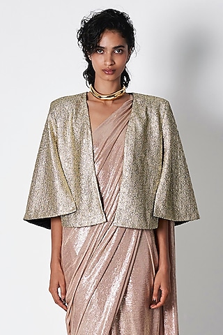 Copper Pebble Jersey Cape by 431-88 By Shweta Kapur