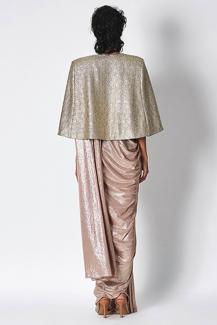 Copper Pebble Jersey Cape by 431-88 By Shweta Kapur at Pernia's Pop Up Shop