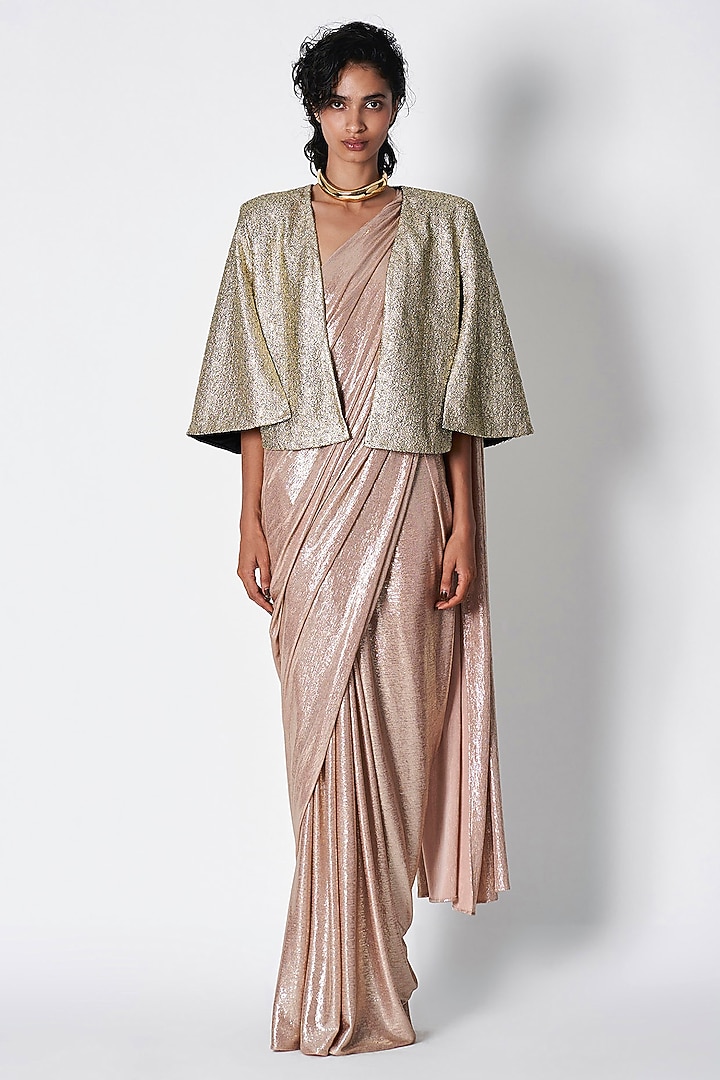 Copper Pebble Jersey Cape by 431-88 By Shweta Kapur at Pernia's Pop Up Shop
