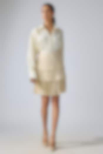 Off-White Crinkled Crepe Shirt by 431-88 By Shweta Kapur at Pernia's Pop Up Shop