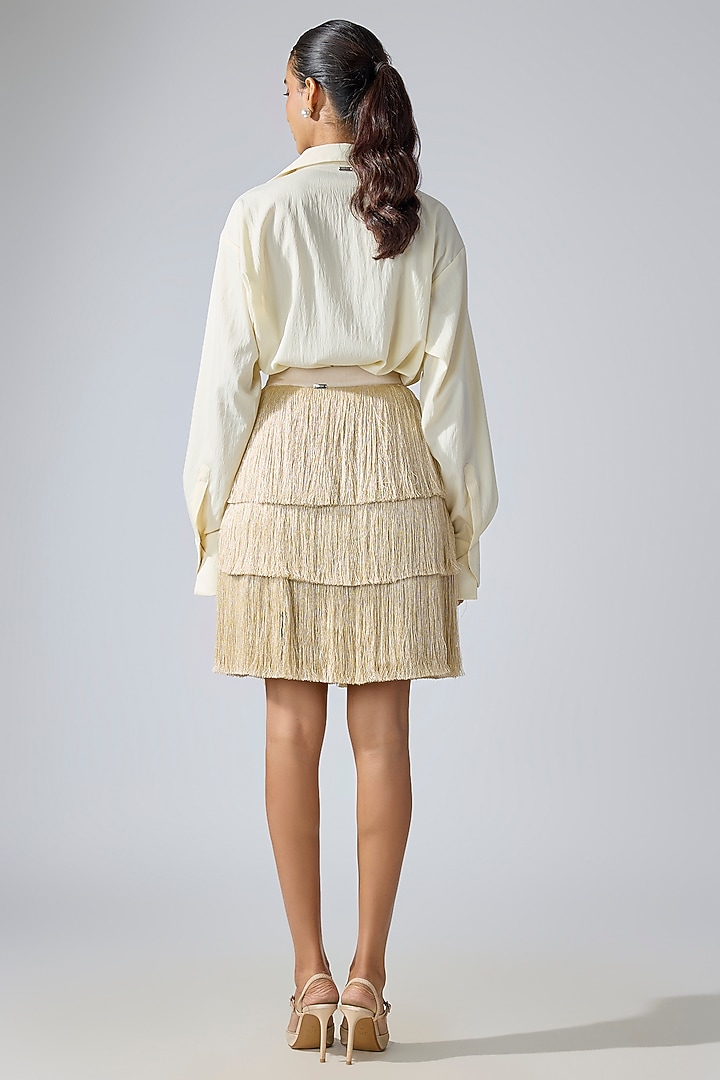 Off-White Crinkled Crepe Shirt by 431-88 By Shweta Kapur at Pernia's Pop Up Shop