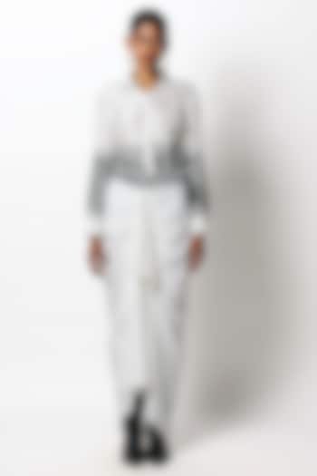 White & Black Dupion Pearl Hand Embroidered Shirt by 431-88 By Shweta Kapur at Pernia's Pop Up Shop