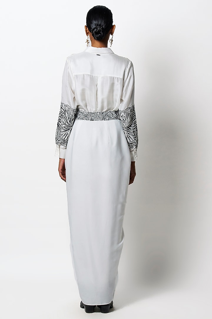 White & Black Dupion Pearl Hand Embroidered Shirt by 431-88 By Shweta Kapur at Pernia's Pop Up Shop