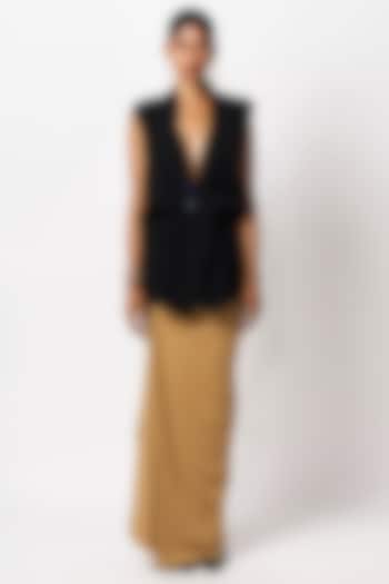 Black Micropoly Sleeveless Blazer by 431-88 By Shweta Kapur at Pernia's Pop Up Shop